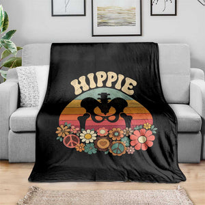 Hip Replacement Recovery Throw Blanket Hippie 70s Retro Sunset Floral Anatomy Graphic
