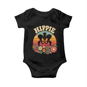 Hip Replacement Recovery Baby Onesie Hippie 70s Retro Sunset Floral Anatomy Graphic