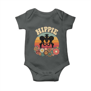 Hip Replacement Recovery Baby Onesie Hippie 70s Retro Sunset Floral Anatomy Graphic
