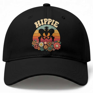 Hip Replacement Recovery Baseball Cap Hippie 70s Retro Sunset Floral Anatomy Graphic