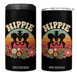 Hip Replacement Recovery 4 in 1 Can Cooler Tumbler Hippie 70s Retro Sunset Floral Anatomy Graphic