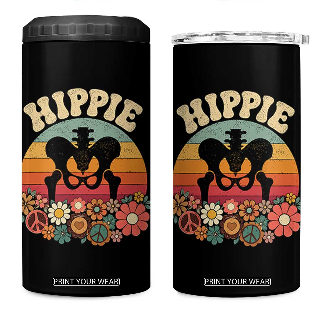 Hip Replacement Recovery 4 in 1 Can Cooler Tumbler Hippie 70s Retro Sunset Floral Anatomy Graphic TS10 One Size: 16 oz Black Print Your Wear