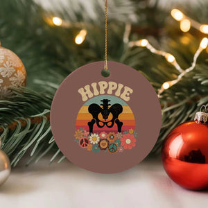 Hip Replacement Recovery Ceramic Ornament Hippie 70s Retro Sunset Floral Anatomy Graphic