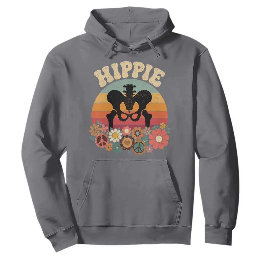 Hip Replacement Recovery Hoodie Hippie 70s Retro Sunset Floral Anatomy Graphic