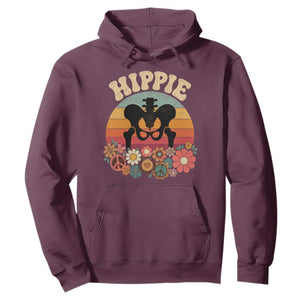 Hip Replacement Recovery Hoodie Hippie 70s Retro Sunset Floral Anatomy Graphic