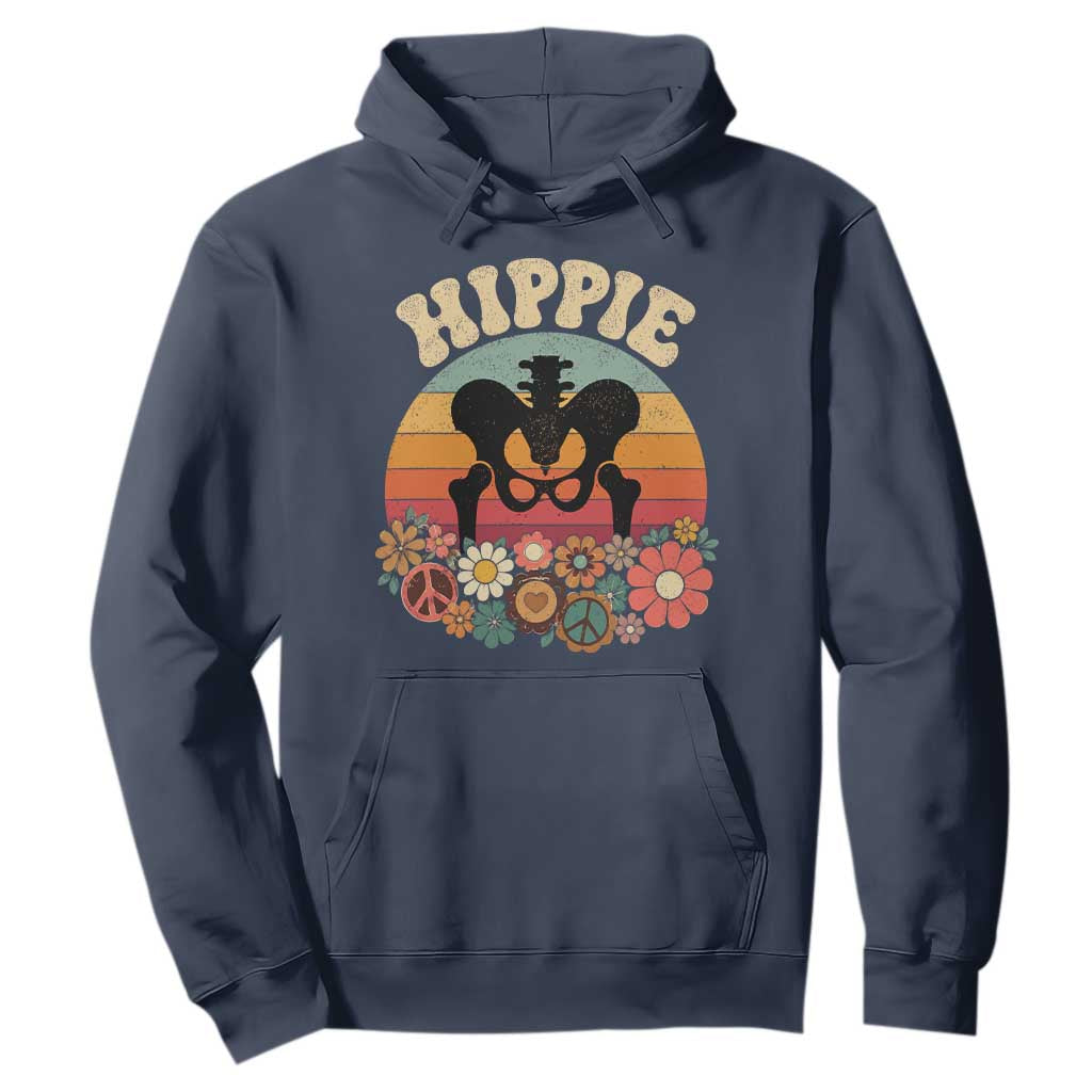 Hip Replacement Recovery Hoodie Hippie 70s Retro Sunset Floral Anatomy Graphic