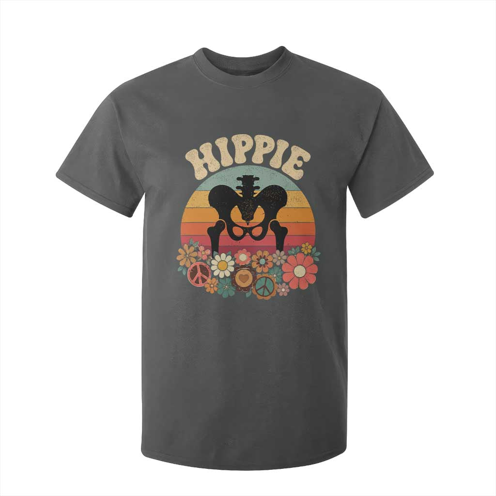 Hip Replacement Recovery T Shirt For Kid Hippie 70s Retro Sunset Floral Anatomy Graphic