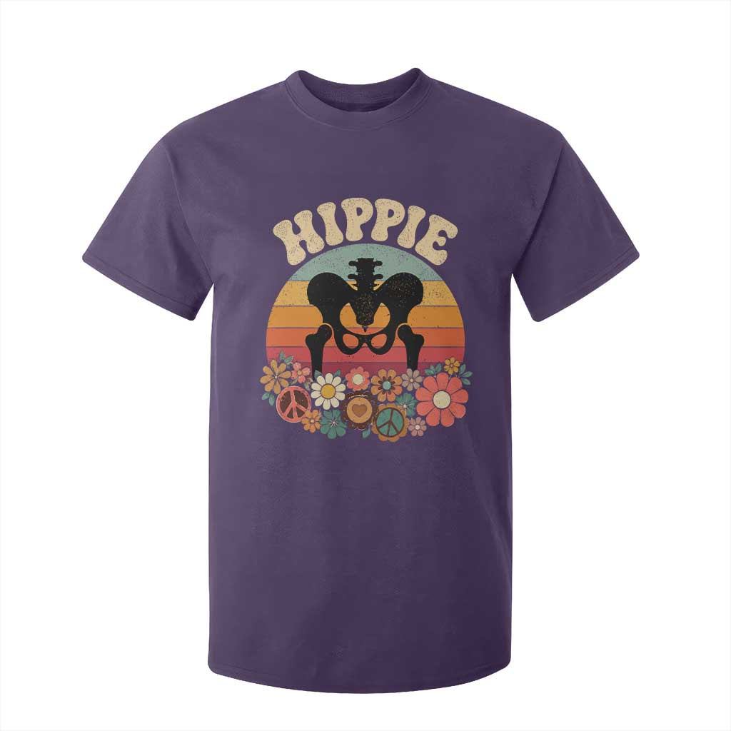 Hip Replacement Recovery T Shirt For Kid Hippie 70s Retro Sunset Floral Anatomy Graphic