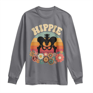 Hip Replacement Recovery Long Sleeve Shirt Hippie 70s Retro Sunset Floral Anatomy Graphic