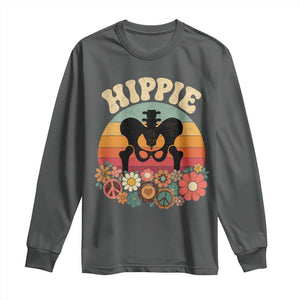 Hip Replacement Recovery Long Sleeve Shirt Hippie 70s Retro Sunset Floral Anatomy Graphic