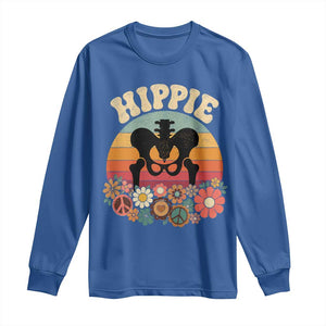 Hip Replacement Recovery Long Sleeve Shirt Hippie 70s Retro Sunset Floral Anatomy Graphic