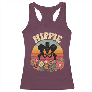 Hip Replacement Recovery Racerback Tank Top Hippie 70s Retro Sunset Floral Anatomy Graphic