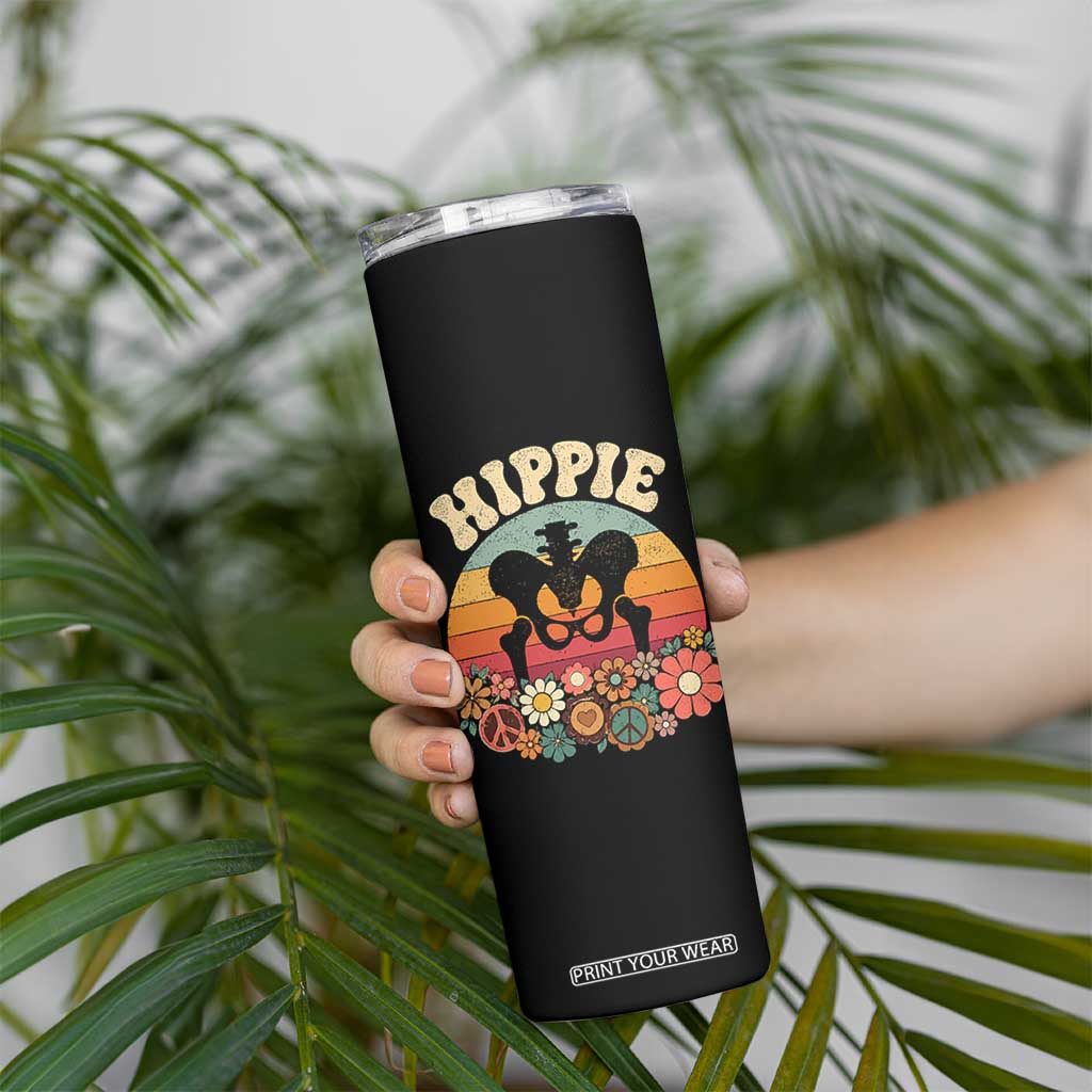 Hip Replacement Recovery Skinny Tumbler Hippie 70s Retro Sunset Floral Anatomy Graphic