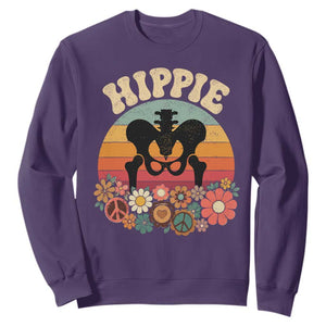 Hip Replacement Recovery Sweatshirt Hippie 70s Retro Sunset Floral Anatomy Graphic