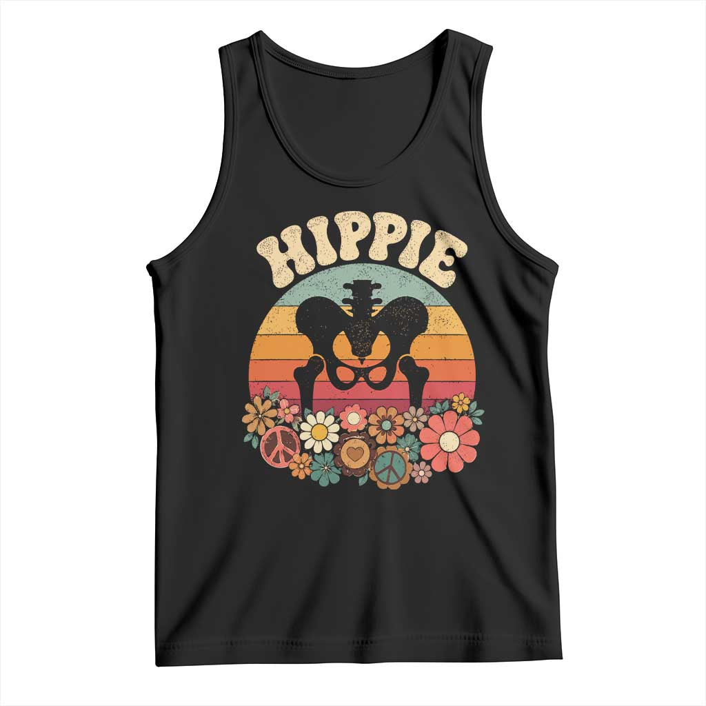 Hip Replacement Recovery Tank Top Hippie 70s Retro Sunset Floral Anatomy Graphic TS10 Black Print Your Wear