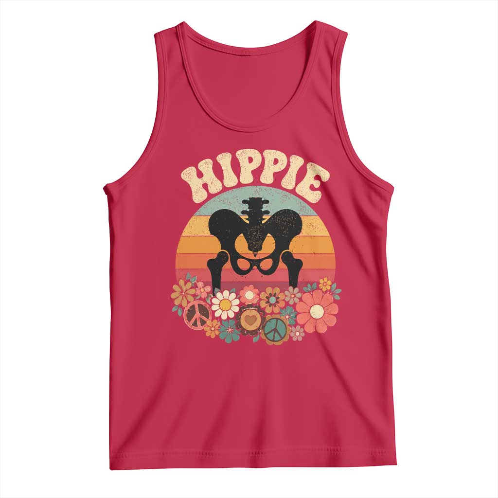 Hip Replacement Recovery Tank Top Hippie 70s Retro Sunset Floral Anatomy Graphic