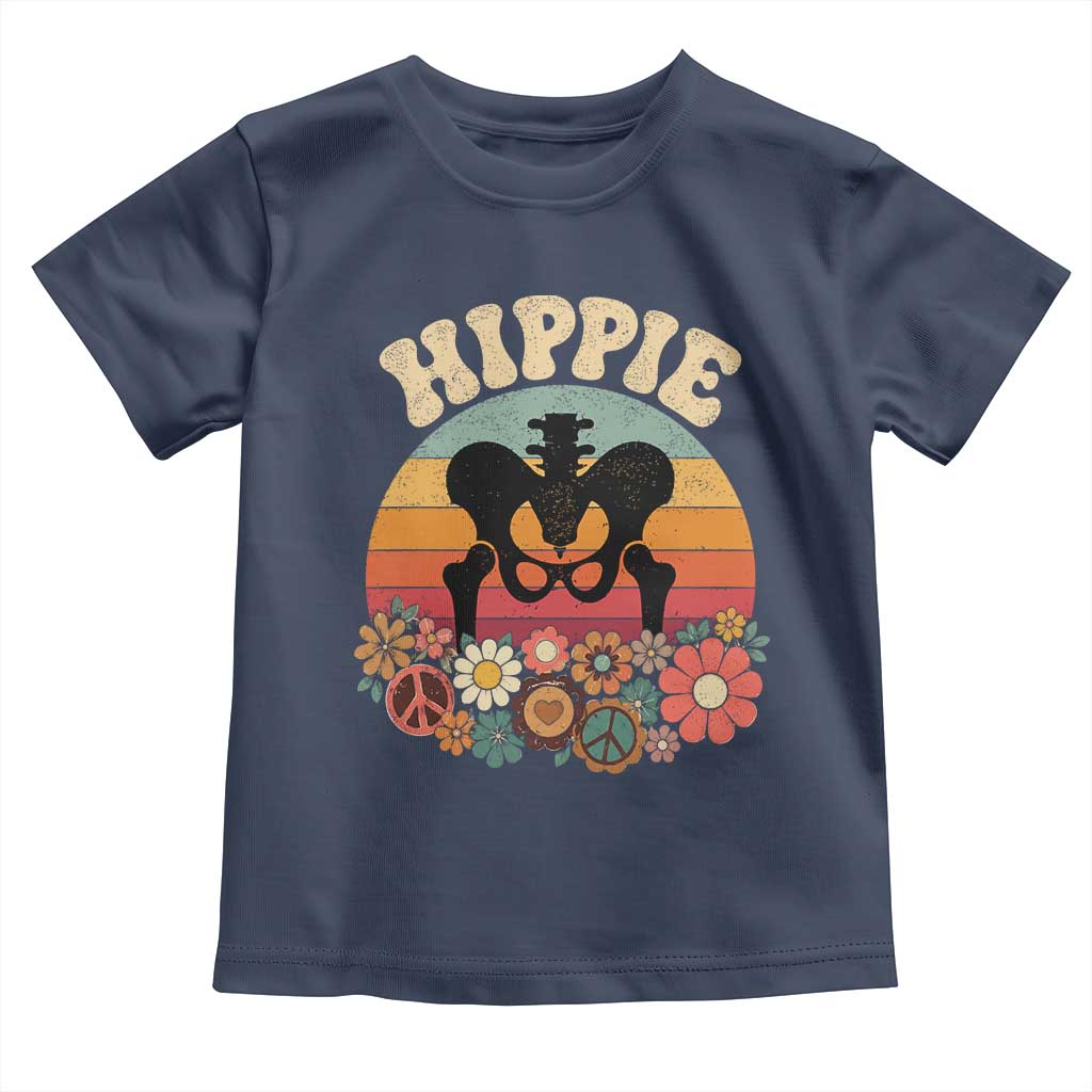 Hip Replacement Recovery Toddler T Shirt Hippie 70s Retro Sunset Floral Anatomy Graphic
