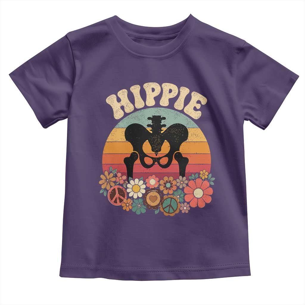 Hip Replacement Recovery Toddler T Shirt Hippie 70s Retro Sunset Floral Anatomy Graphic