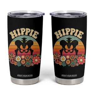 Hip Replacement Recovery Tumbler Cup Hippie 70s Retro Sunset Floral Anatomy Graphic