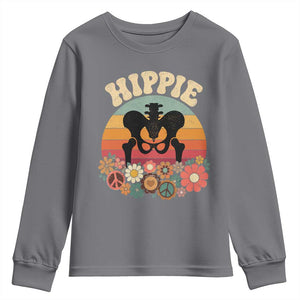 Hip Replacement Recovery Youth Sweatshirt Hippie 70s Retro Sunset Floral Anatomy Graphic