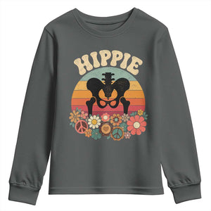 Hip Replacement Recovery Youth Sweatshirt Hippie 70s Retro Sunset Floral Anatomy Graphic