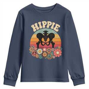 Hip Replacement Recovery Youth Sweatshirt Hippie 70s Retro Sunset Floral Anatomy Graphic