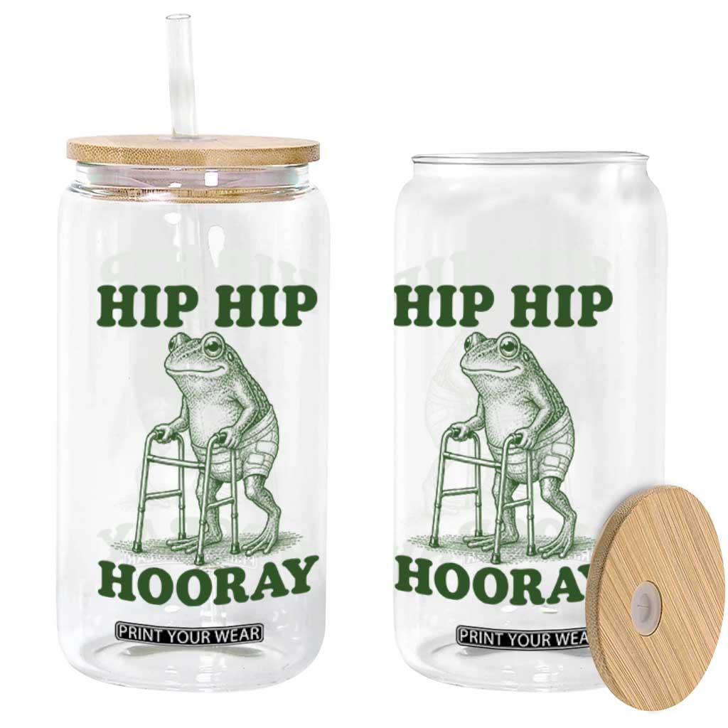 Funny Frog Hip Surgery Recovery Graphic Glass Can Get Well Soon Gifts