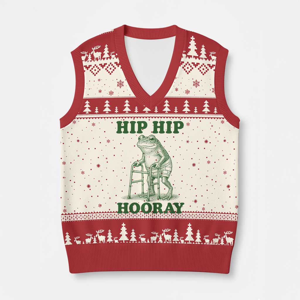 Funny Frog Hip Surgery Recovery Graphic V-Neck Knit Sweater Vest Get Well Soon Gifts TS10 Beige Red Print Your Wear