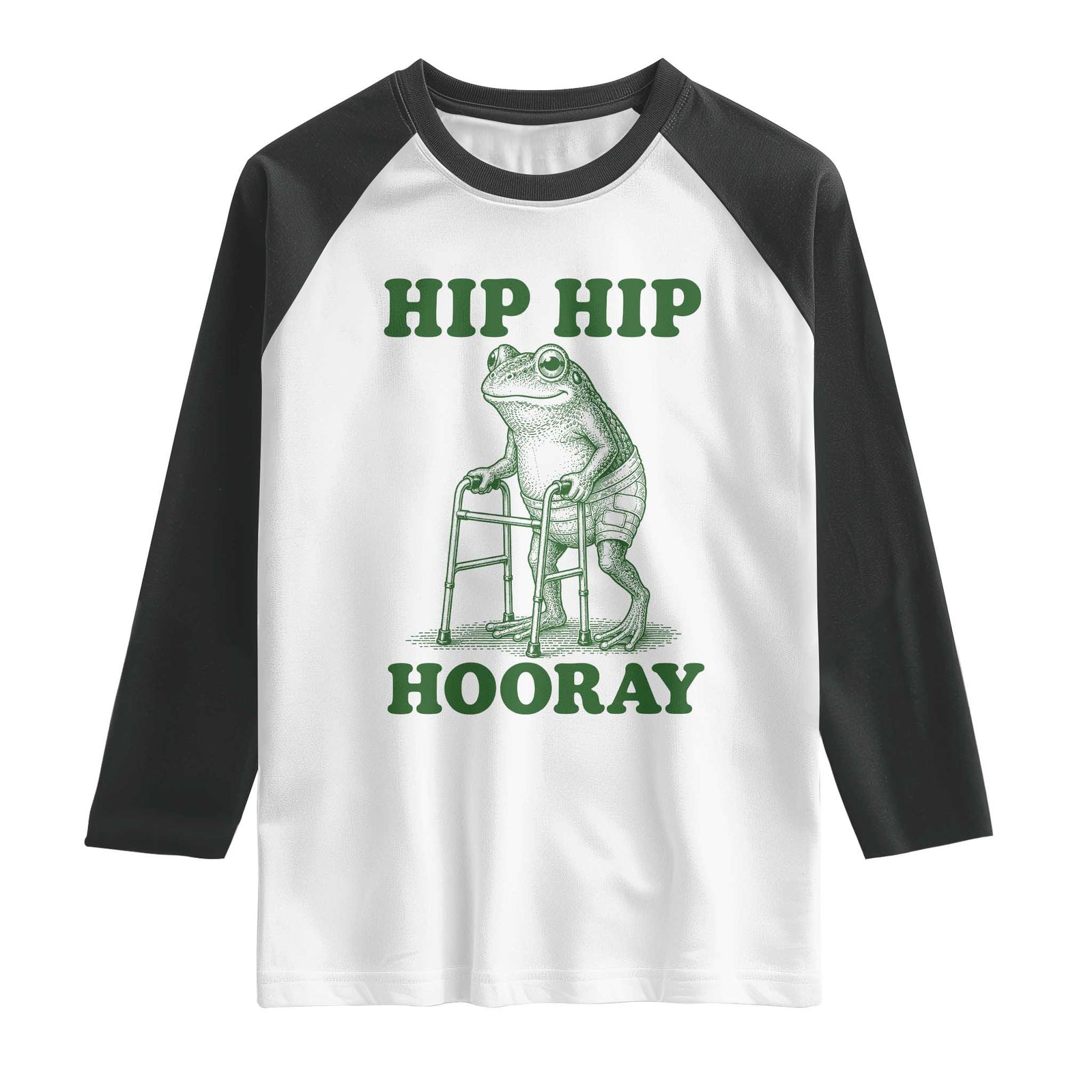 Funny Frog Hip Surgery Recovery Graphic Raglan Shirt Get Well Soon Gifts TS10 White Black Print Your Wear