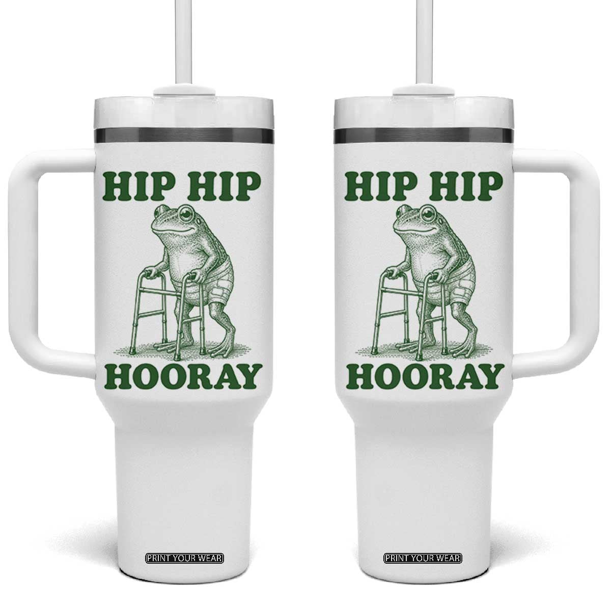 Funny Frog Hip Surgery Recovery Graphic Tumbler With Handle Get Well Soon Gifts TS10 One Size: 40 oz White Print Your Wear
