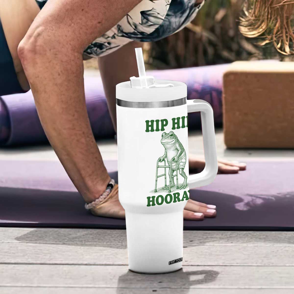 Funny Frog Hip Surgery Recovery Graphic Tumbler With Handle Get Well Soon Gifts