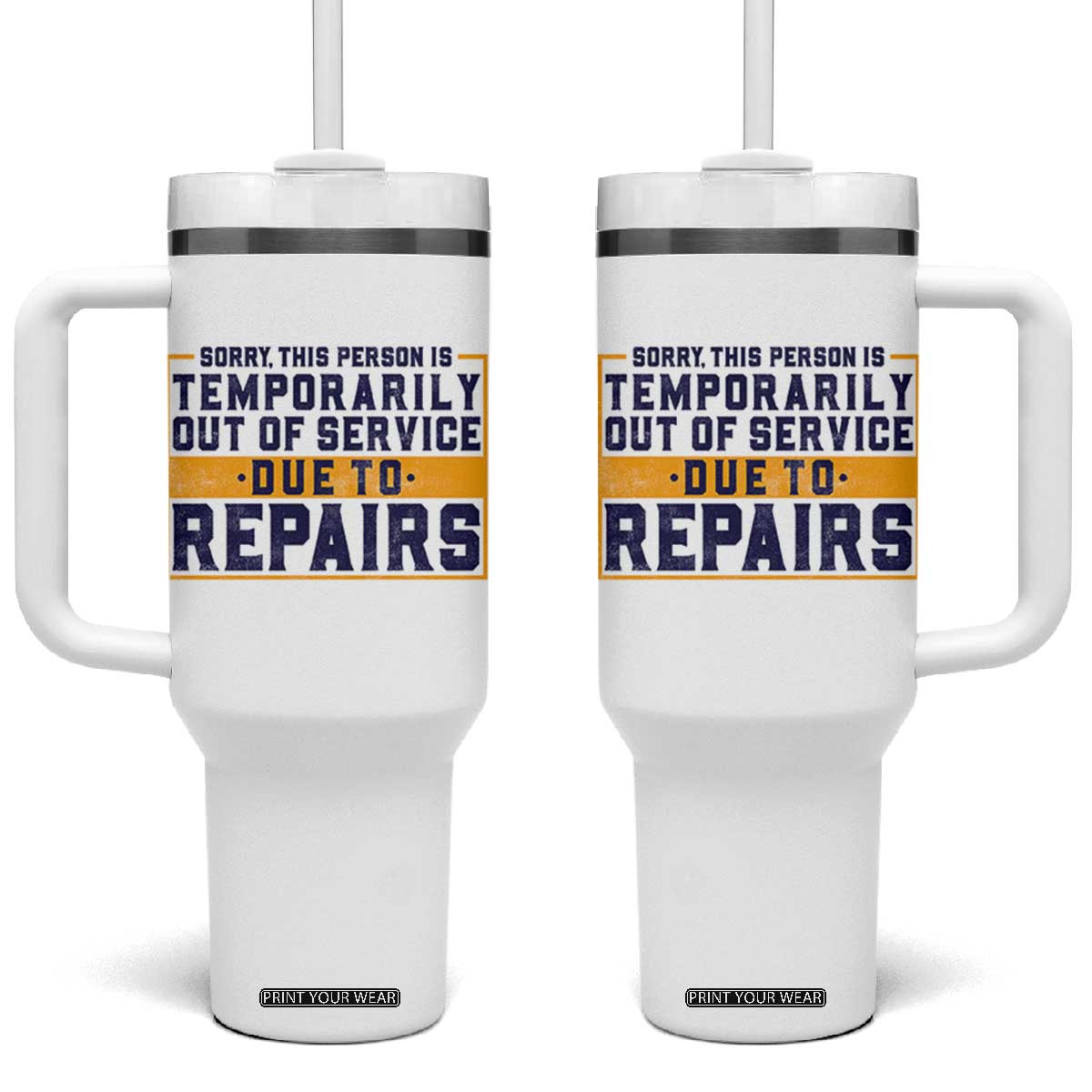 Funny Surgery Recovery Graphic Tumbler With Handle Sorry This Person Is Temporarily Out Of Service Hip Knee Shoulder Joint Replacement TS10 One Size: 40 oz White Print Your Wear