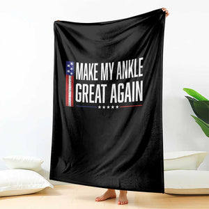 Make My Ankle Great Again Funny Ankle Surgery Recovery Throw Blanket Vintage USA Flag Patriotic