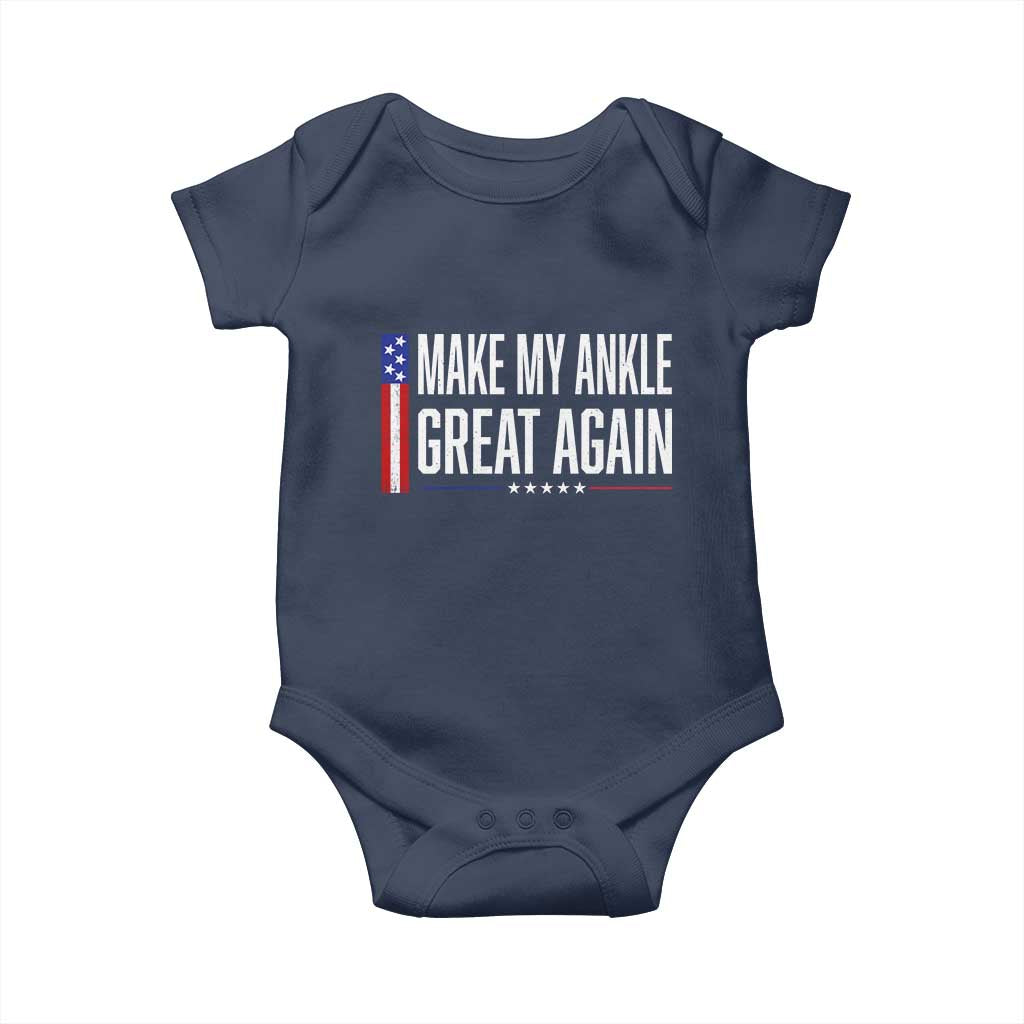 Make My Ankle Great Again Funny Ankle Surgery Recovery Baby Onesie Vintage USA Flag Patriotic