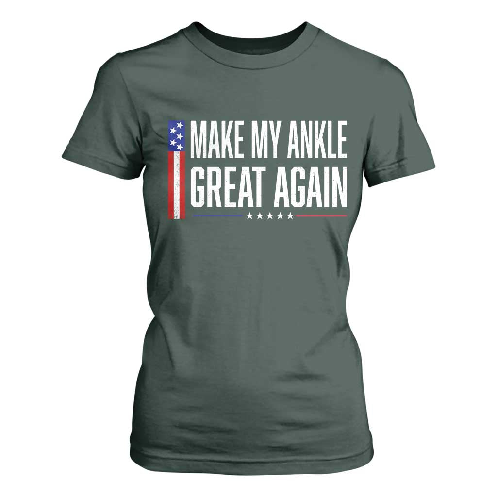 Make My Ankle Great Again Funny Ankle Surgery Recovery T Shirt For Women Vintage USA Flag Patriotic