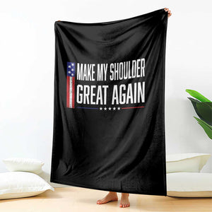 Make My Shoulder Great Again Funny Shoulder Surgery Recovery Throw Blanket Vintage USA Flag Patriotic
