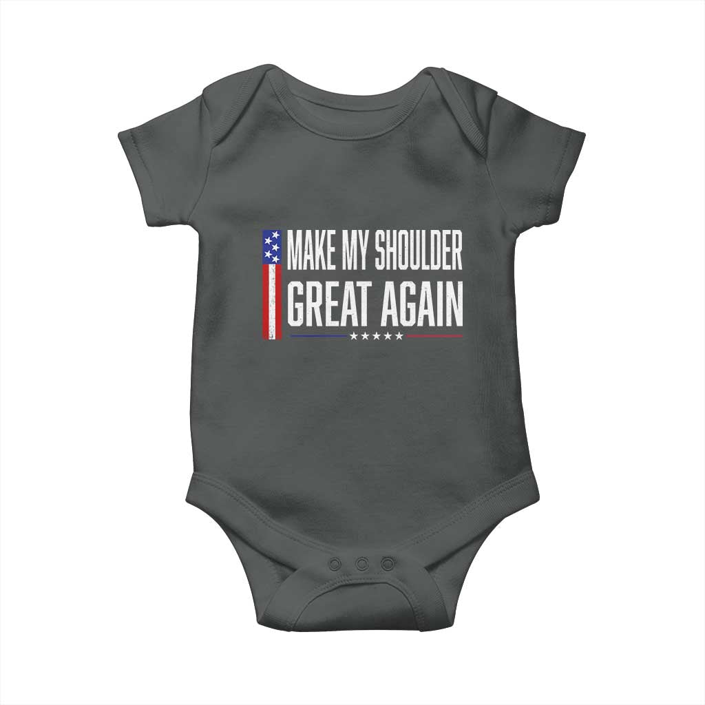 Make My Shoulder Great Again Funny Shoulder Surgery Recovery Baby Onesie Vintage USA Flag Patriotic