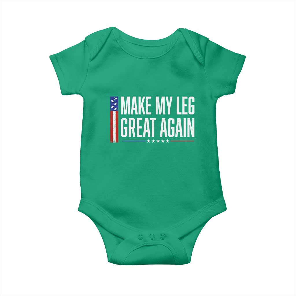 Make My Leg Great Again Funny Broken Leg Surgery Recovery Baby Onesie Vintage USA Flag Patriotic