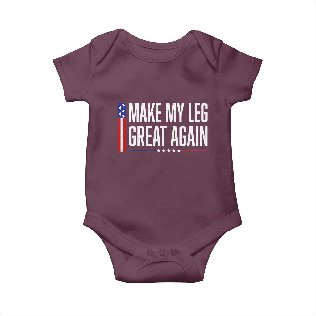 Make My Leg Great Again Funny Broken Leg Surgery Recovery Baby Onesie Vintage USA Flag Patriotic