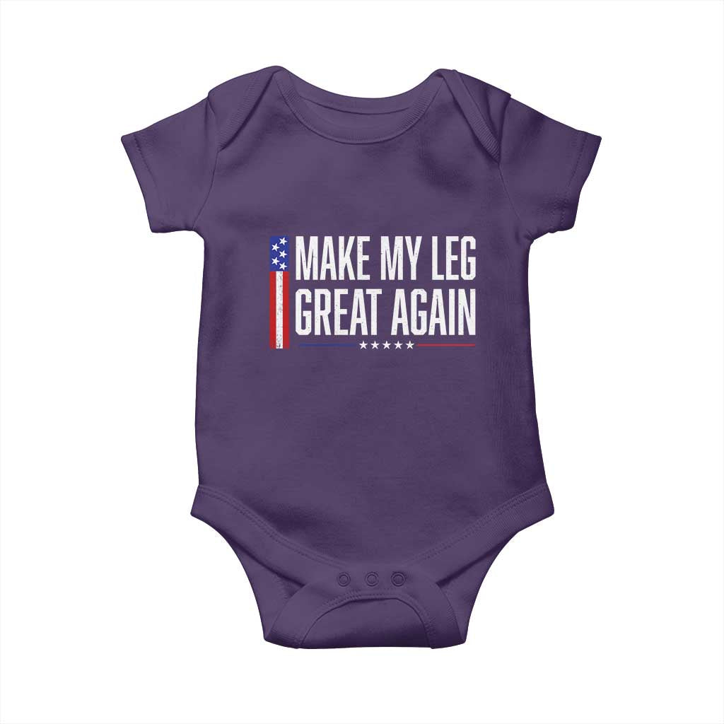 Make My Leg Great Again Funny Broken Leg Surgery Recovery Baby Onesie Vintage USA Flag Patriotic