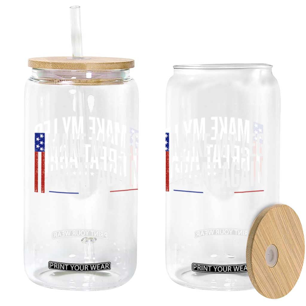Make My Leg Great Again Funny Broken Leg Surgery Recovery Glass Can Vintage USA Flag Patriotic
