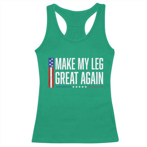 Make My Leg Great Again Funny Broken Leg Surgery Recovery Racerback Tank Top Vintage USA Flag Patriotic