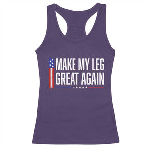 Make My Leg Great Again Funny Broken Leg Surgery Recovery Racerback Tank Top Vintage USA Flag Patriotic
