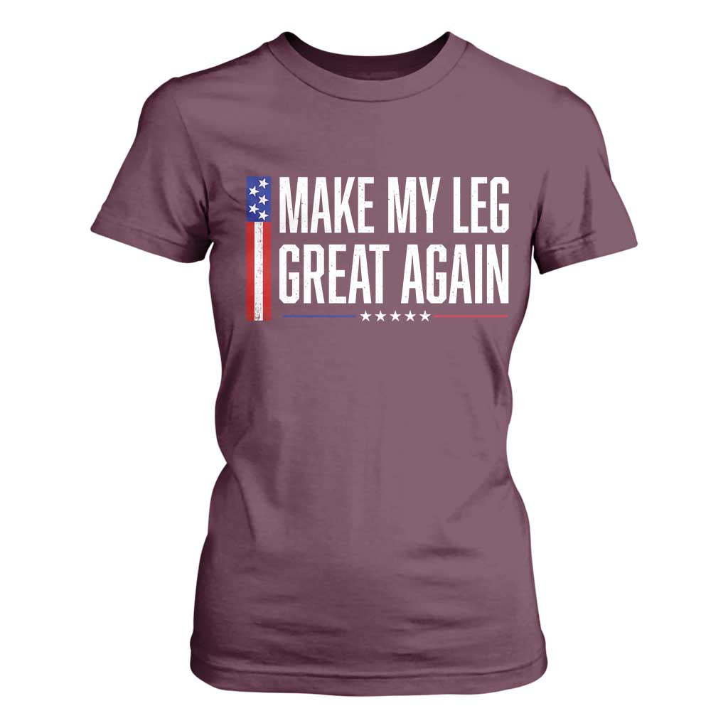 Make My Leg Great Again Funny Broken Leg Surgery Recovery T Shirt For Women Vintage USA Flag Patriotic