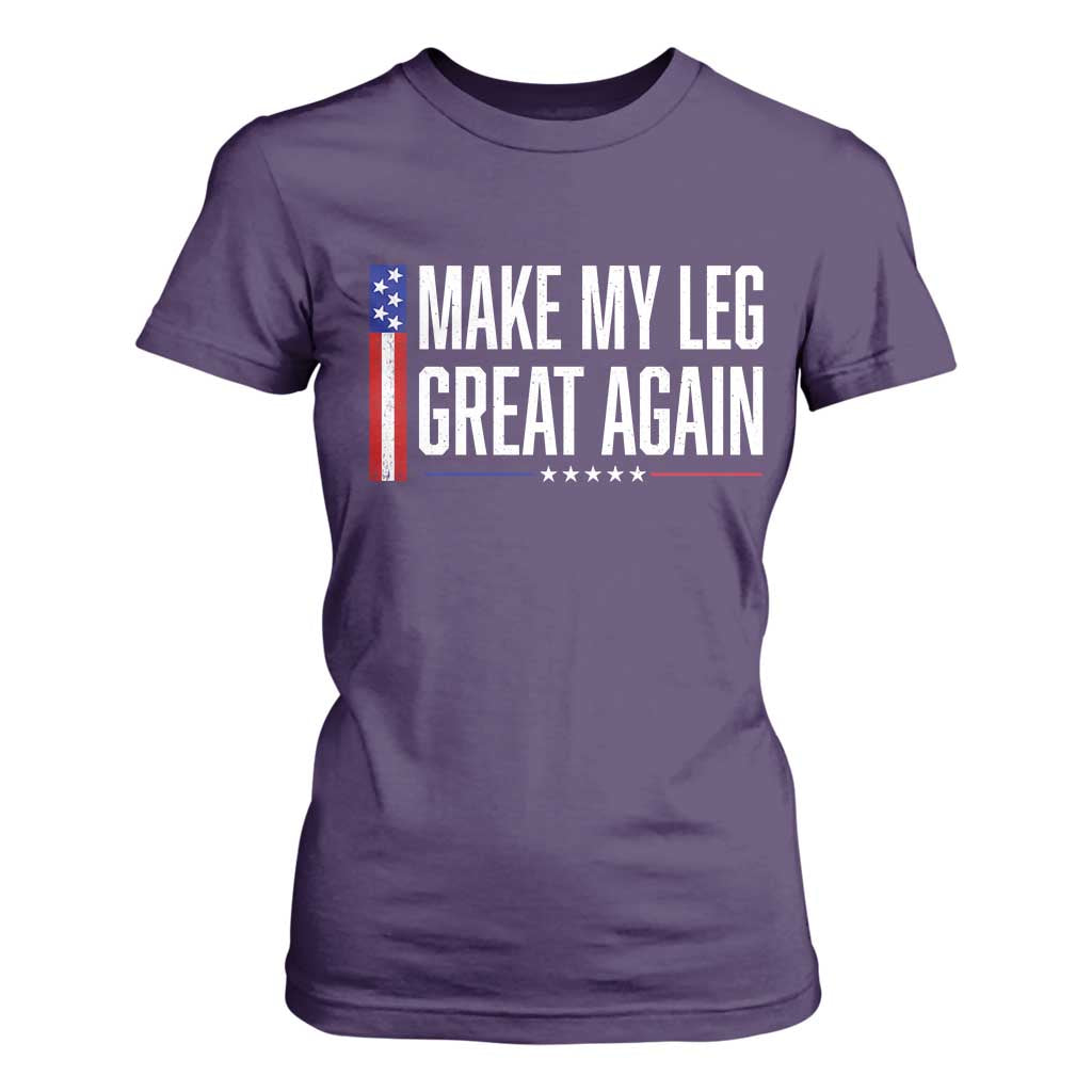 Make My Leg Great Again Funny Broken Leg Surgery Recovery T Shirt For Women Vintage USA Flag Patriotic