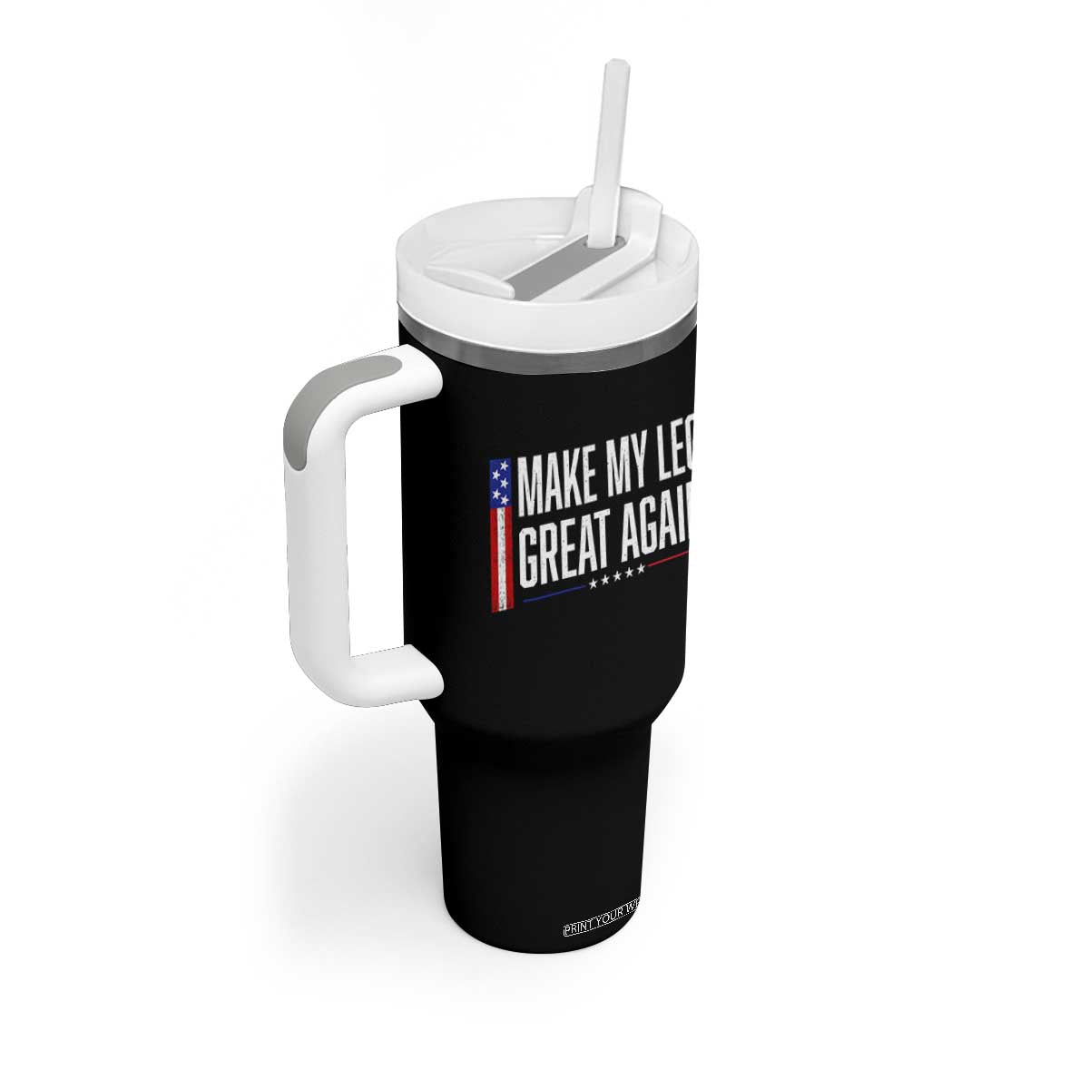 Make My Leg Great Again Funny Broken Leg Surgery Recovery Tumbler With Handle Vintage USA Flag Patriotic