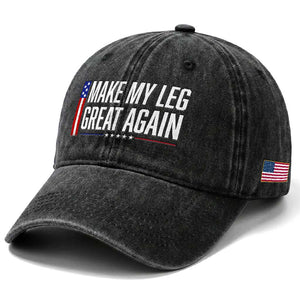 Make My Leg Great Again Funny Broken Leg Surgery Recovery Washed Cotton Baseball Cap Vintage USA Flag Patriotic