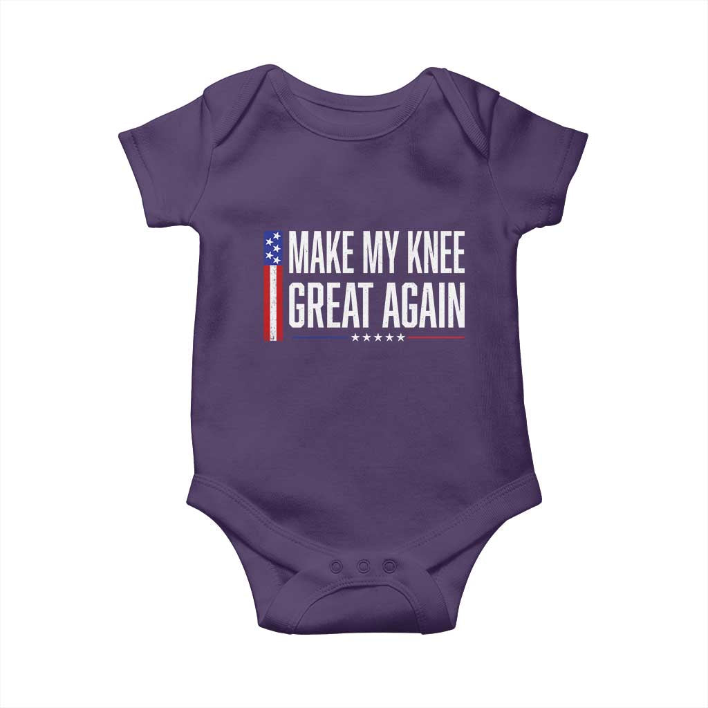 Make My Knee Great Again Funny Broken Knee Surgery Recovery Baby Onesie Vintage USA Flag Patriotic