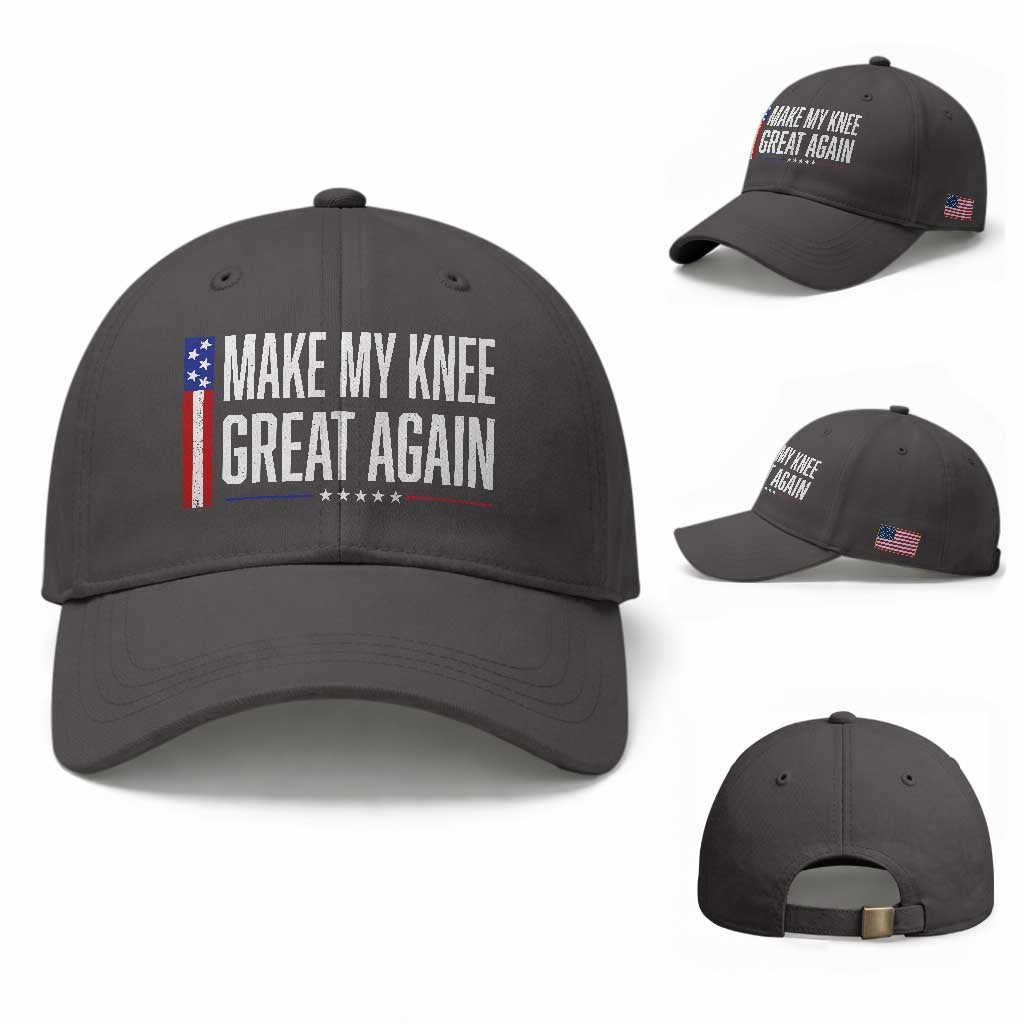 Make My Knee Great Again Funny Broken Knee Surgery Recovery Baseball Cap Vintage USA Flag Patriotic