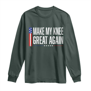 Make My Knee Great Again Funny Broken Knee Surgery Recovery Long Sleeve Shirt Vintage USA Flag Patriotic